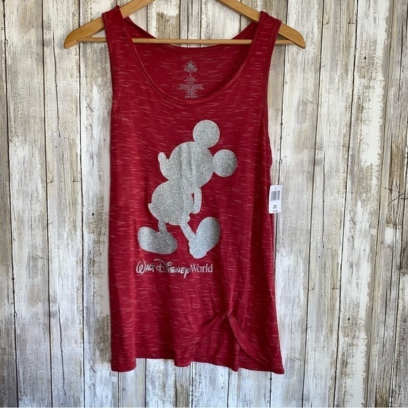 Disney Tops - NWT Disney Red Glitter Mickey Outline Tank